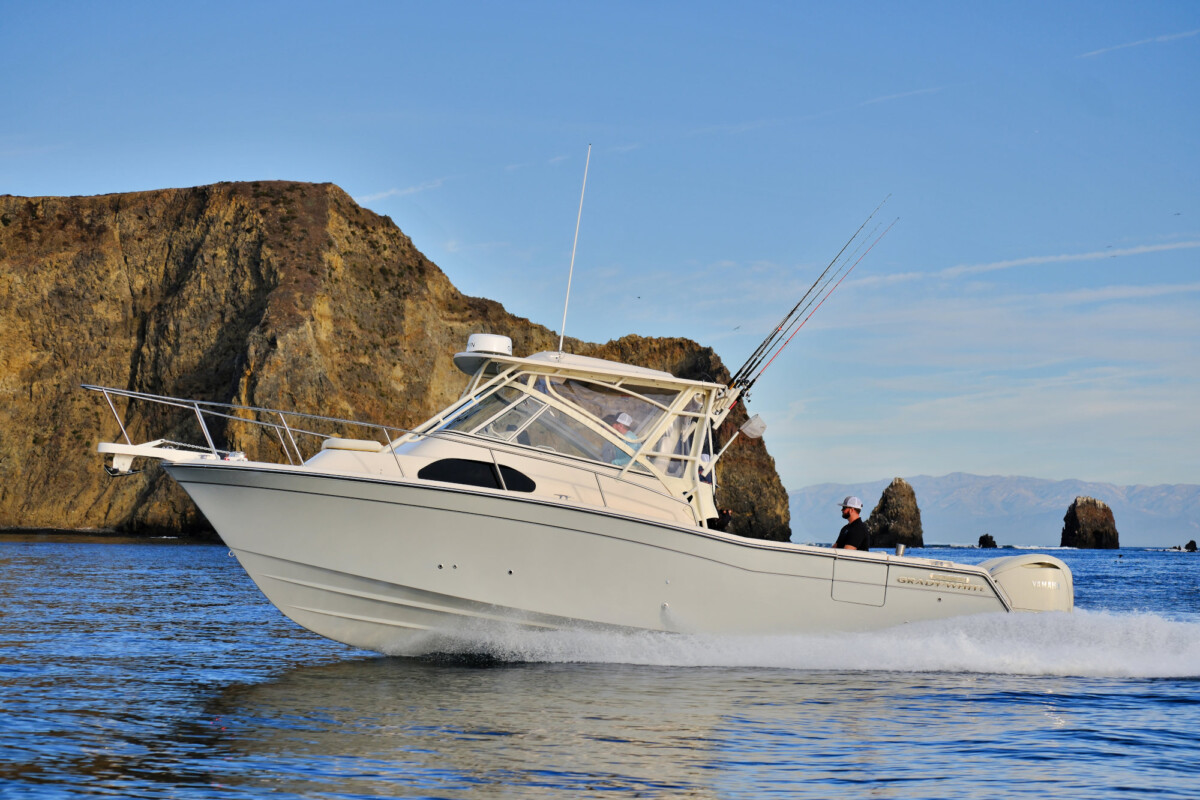 grady-white-marlin-300-30-foot-walkaround-cabin-boat-running-port-side-channel-islands-2024-03